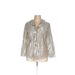 Chico's Silver Cotton Button-Up Top - Size 3